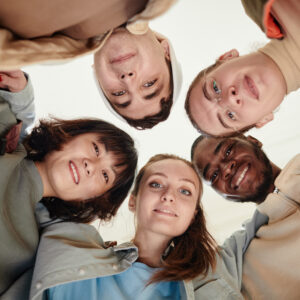 Group of teenagers in circle